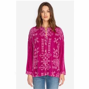 Johnny Was Embroidered Ellen Oversized Velvet Tunic Top XS